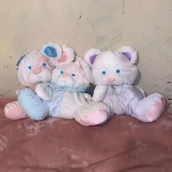 3 Rare PUFFALUMP Fisher Price Baby Bear Baby Mouse & Baby Doggie all w/ rattles - Picture 3 of 16